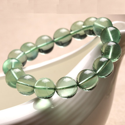 天然绿萤石圆珠手链 男女款 水晶手串 开运-阿里巴巴