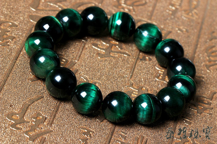 批发5a级天然绿虎眼石手链虎睛石手链颜色出众颗颗虎眼男女式手串