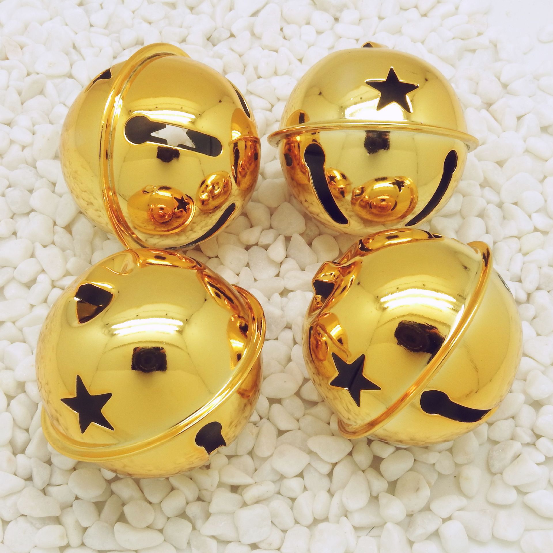 真实厂家电镀宠物饰品圣诞配件50mm三星铃铛金色圆铃铛质量保证