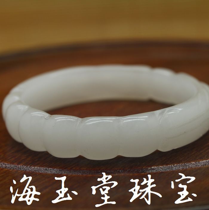 天然真品卡瓦玉石雕刻二龙戏珠手镯 简约百搭女士款玉器饰品镯子