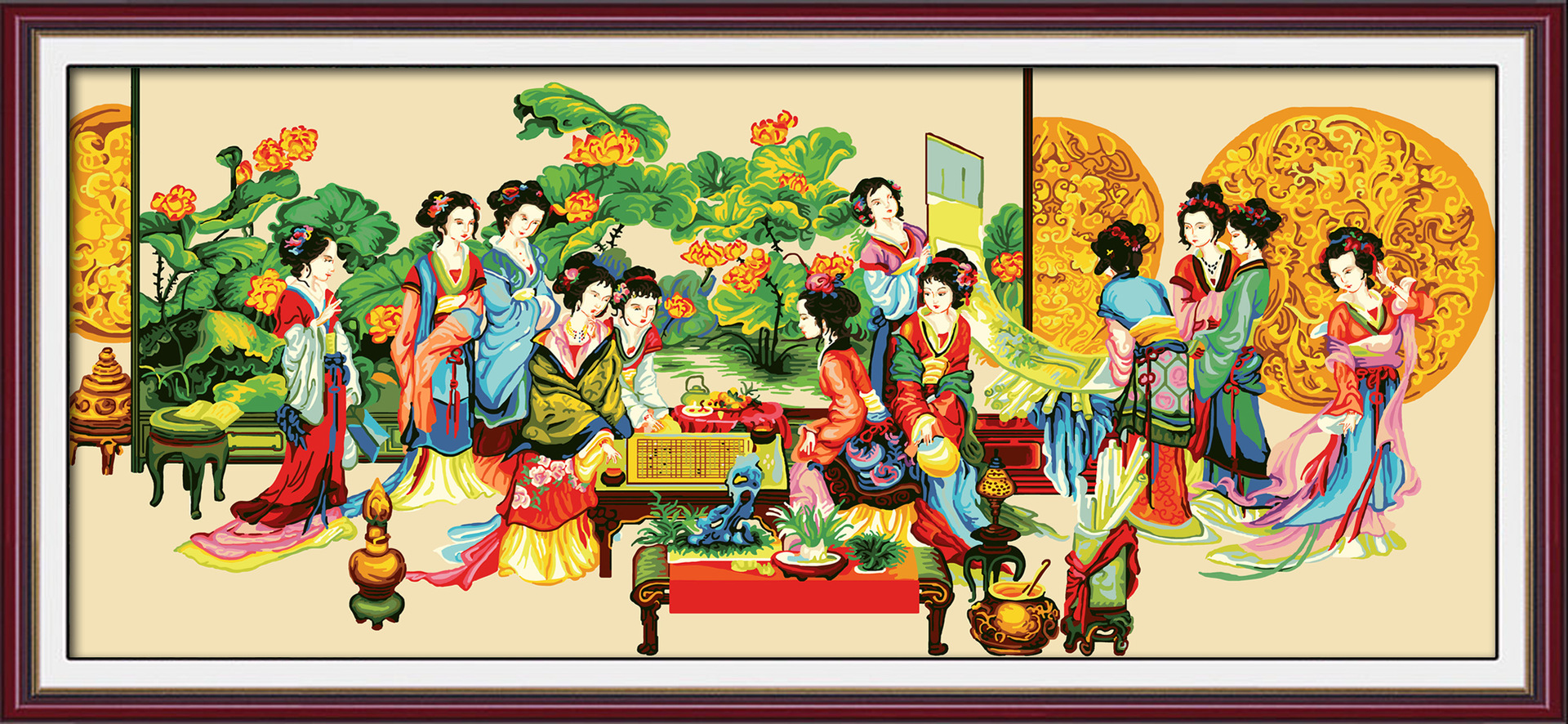 100*240人物花卉系列数字油画 十二金钗油画 客厅装饰画厂家直销