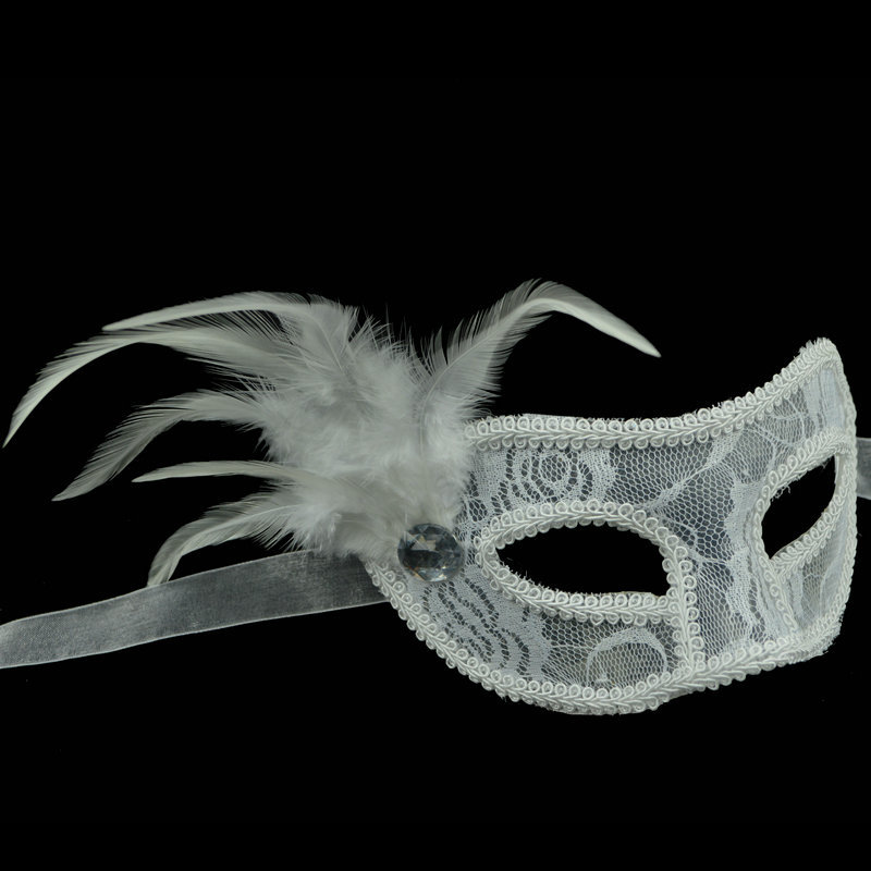 万圣节面具半脸透明蕾丝面具羽毛面具眼罩cosplay美女道具演出