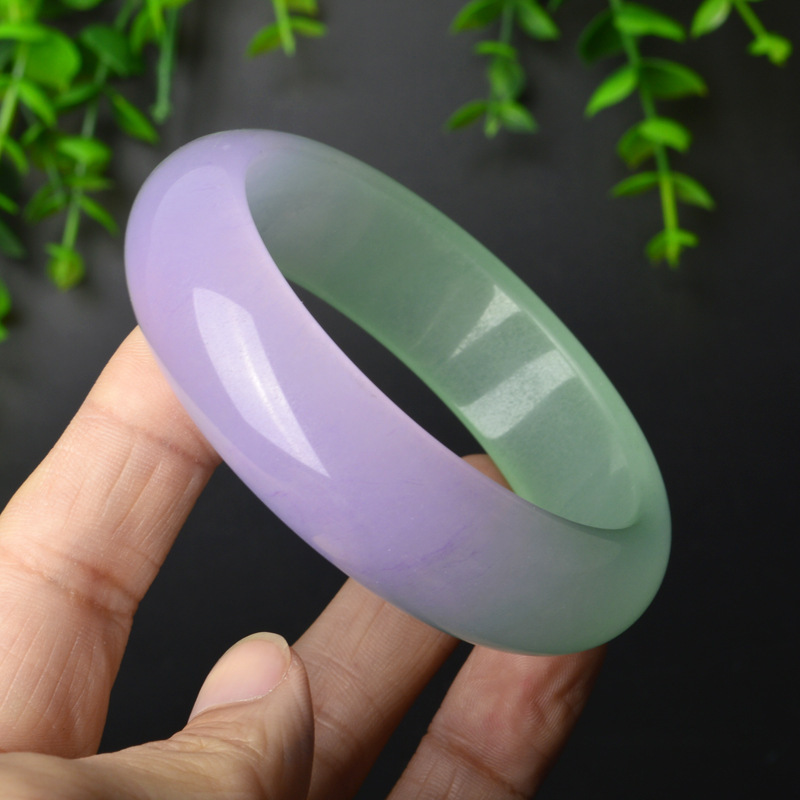 亨玉缘纯天然正品玉石新款特价紫绿相间石英岩女式玉镯