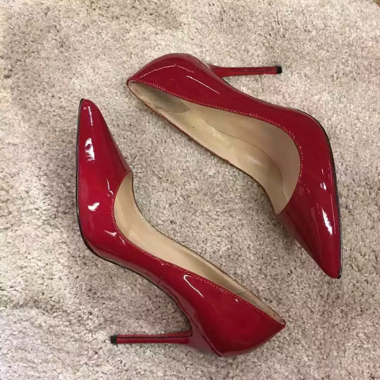 16春夏新款红色高跟婚鞋尖头红底鞋高档真