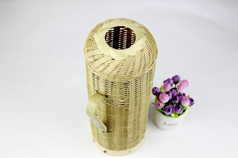 竹编开水瓶外壳暖水瓶壳手工编织 创意家居用品 竹质工艺品