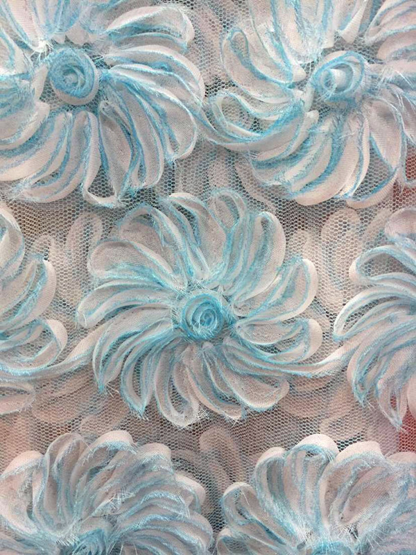 雪纺盘带绣 喷花刺绣 女装演出服婚纱裙面料 桌布椅套布料 抱枕