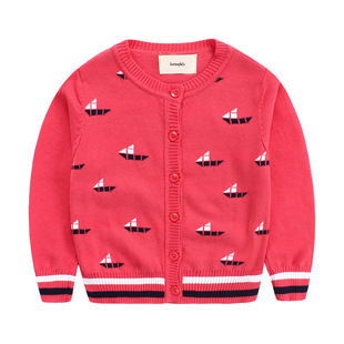 新款秋款 katoofely 女童儿童 宝宝帆船色织 全棉针织线衣 毛衣