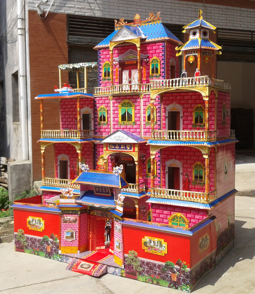 厂家直供  纸扎灵屋别墅 大尺寸 长2.1米*宽1.4米*高2.7米