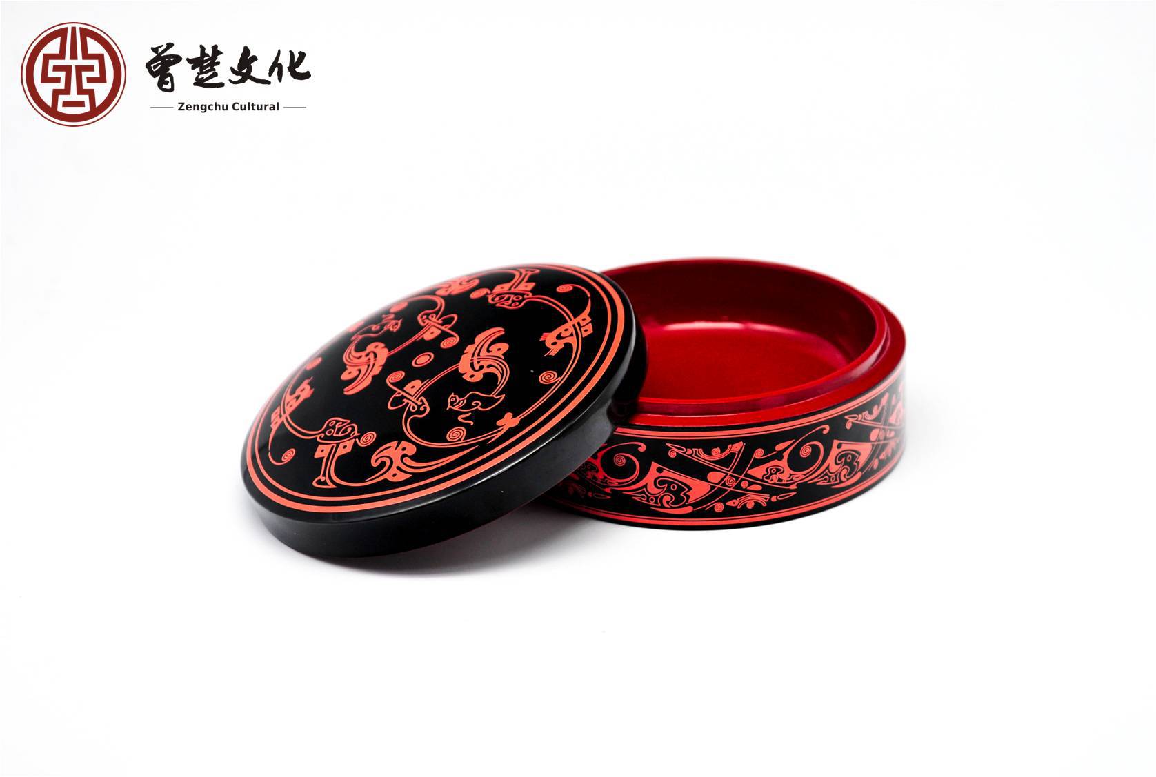 曾侯乙漆器 漆器工艺品 日式漆器 首饰盒 彩绘龙凤纹漆圆盒