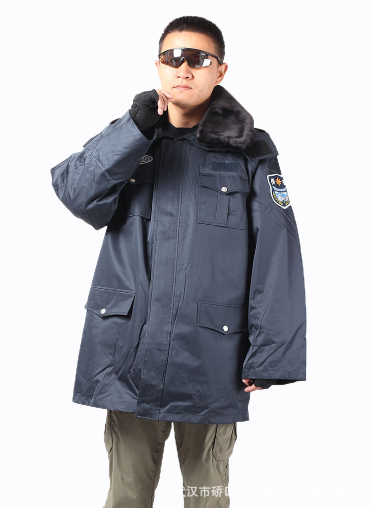 长款双层可拆卸保安服 新款物业保安多功能大衣 保安防寒服144