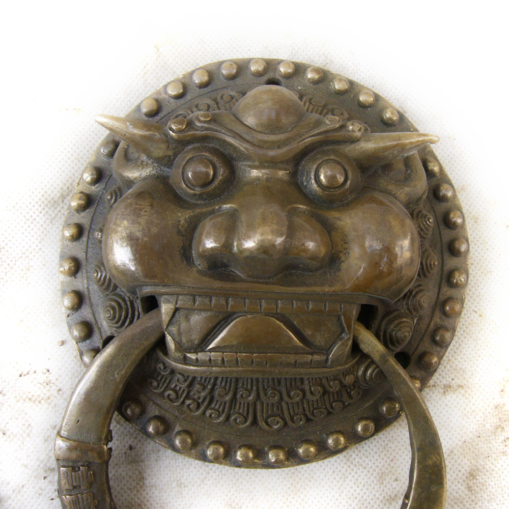 专业生产大量批发 铜制中式仿古纯铜兽头铺首大门环 镇宅驱邪