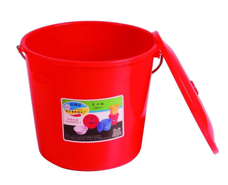 批发定制塑料包装桶 全新料可配盖加厚加固8升家用红色塑料水.