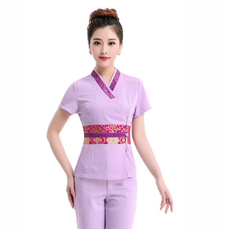 2016新款足疗技师工作服女春夏足浴工作服桑拿技师服沐足工衣9832