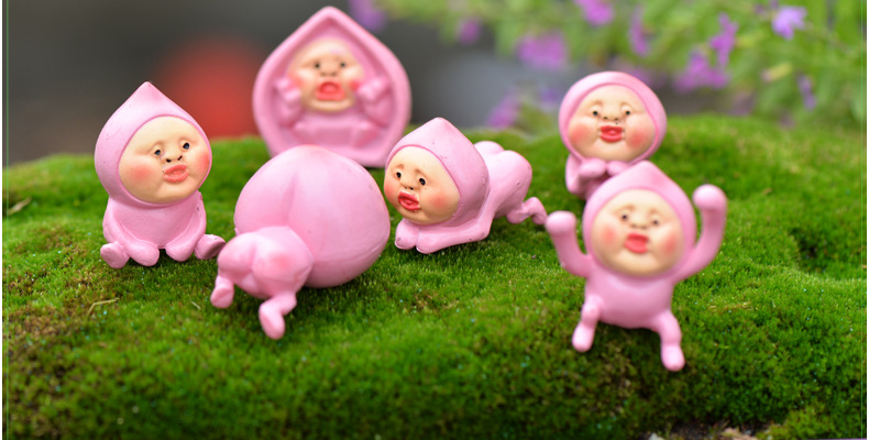 苔藓微景观饰品 屁桃君 卡通摆件 diy组装多肉小摆件玩具