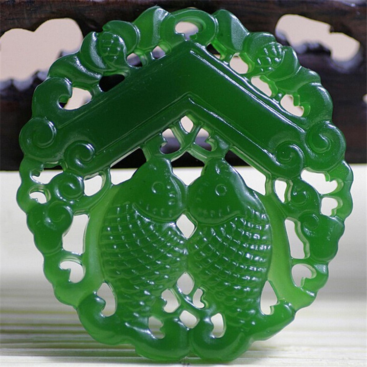 碧玉双鱼吊坠 厂家批发天然正品台湾碧玉 石英岩玉连年有余挂件