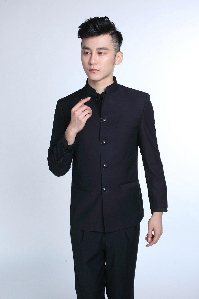 男士立领中山装西服 中华立领韩版西服修身新郎 结婚礼服时尚套装