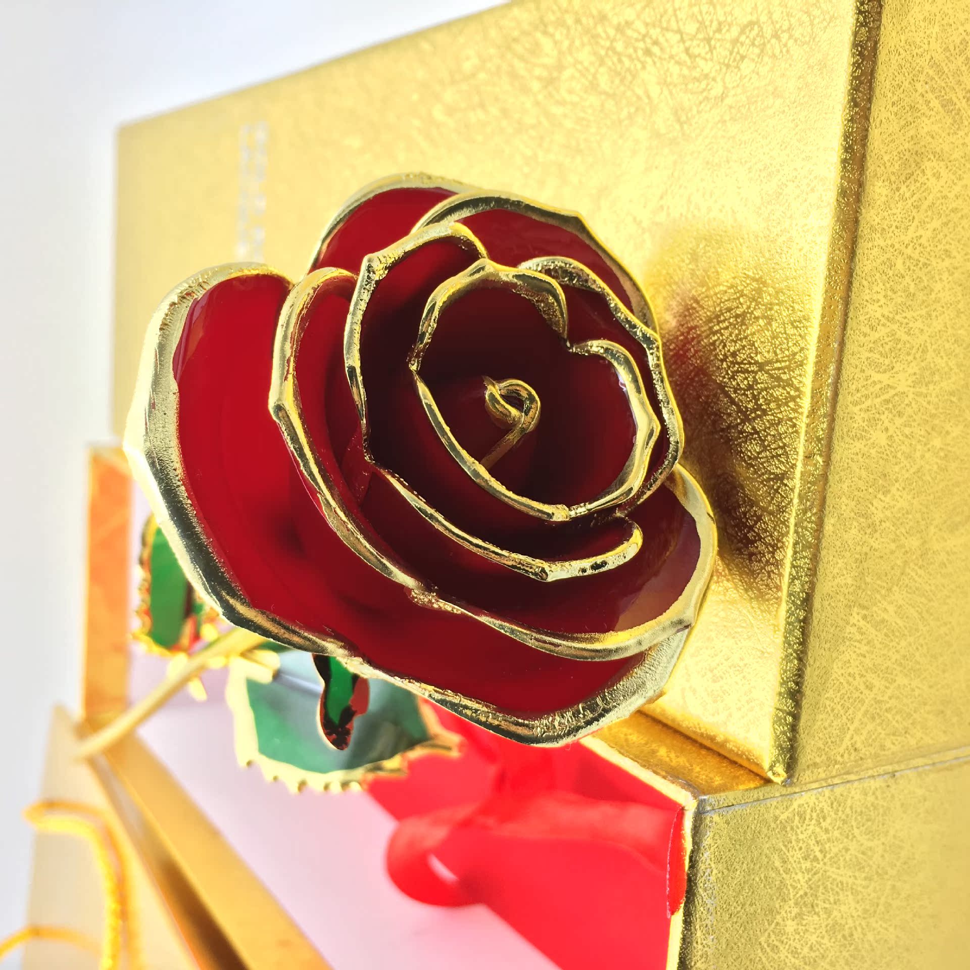 24k金烤漆玫瑰花束 电镀24k玫瑰花 烤漆金玫瑰七夕节火爆款礼品