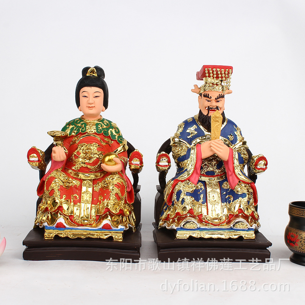 树脂佛像寺庙祠堂工艺品摆件 彩绘贴金家供12寸龙王龙母神像