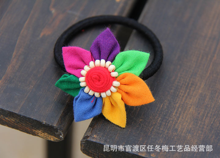 民族风饰品批发 云南纯手工布艺头花 新款女款扎头花头饰