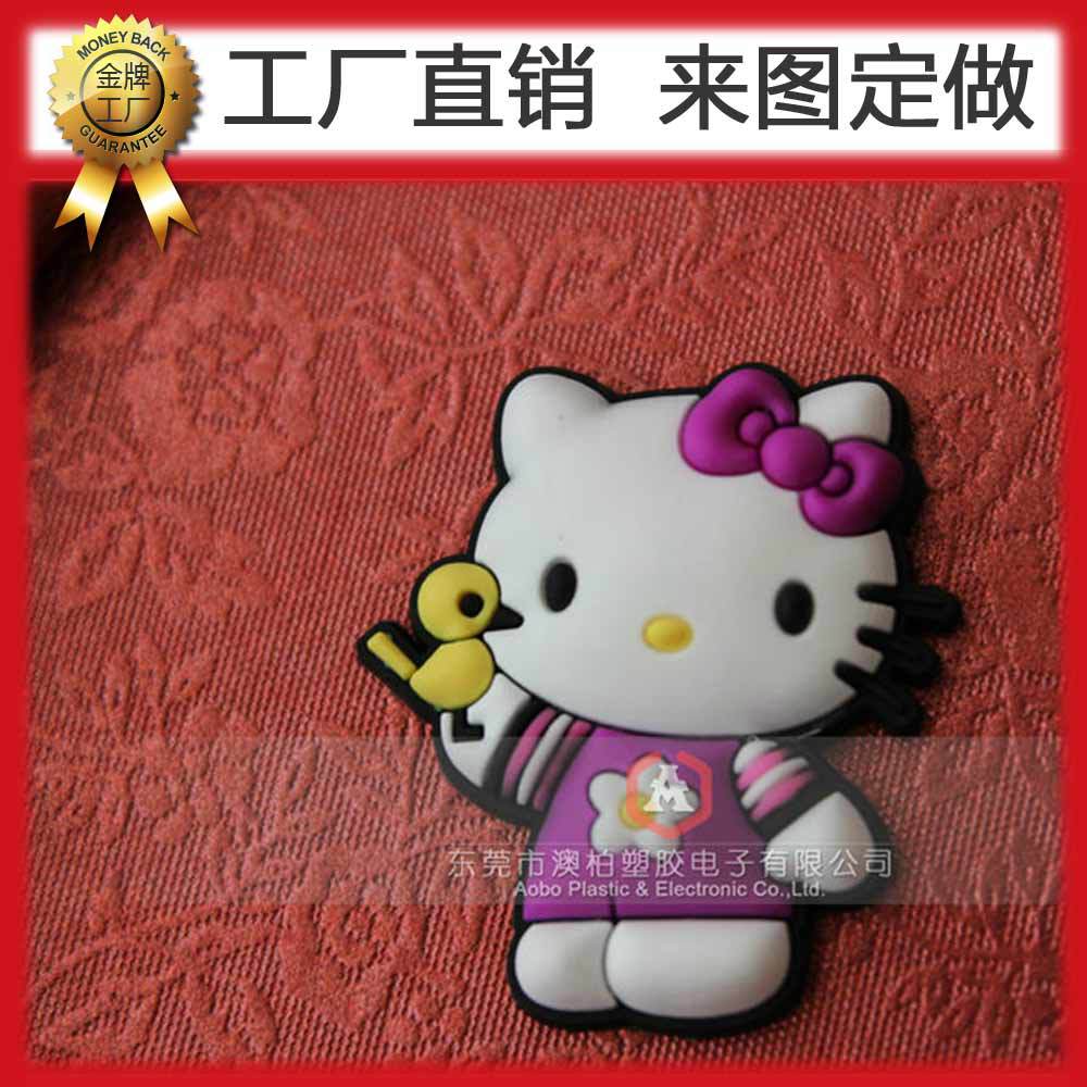 厂家直销PVC软胶鞋花 红色HELLO KITTY鞋饰 创意可爱卡通赠品挂件