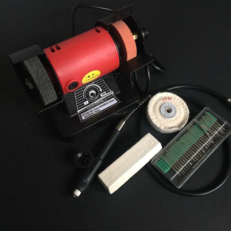 栗荣多功能调速微型台式砂轮机带软轴 玉石雕刻/打磨/抛光三合一