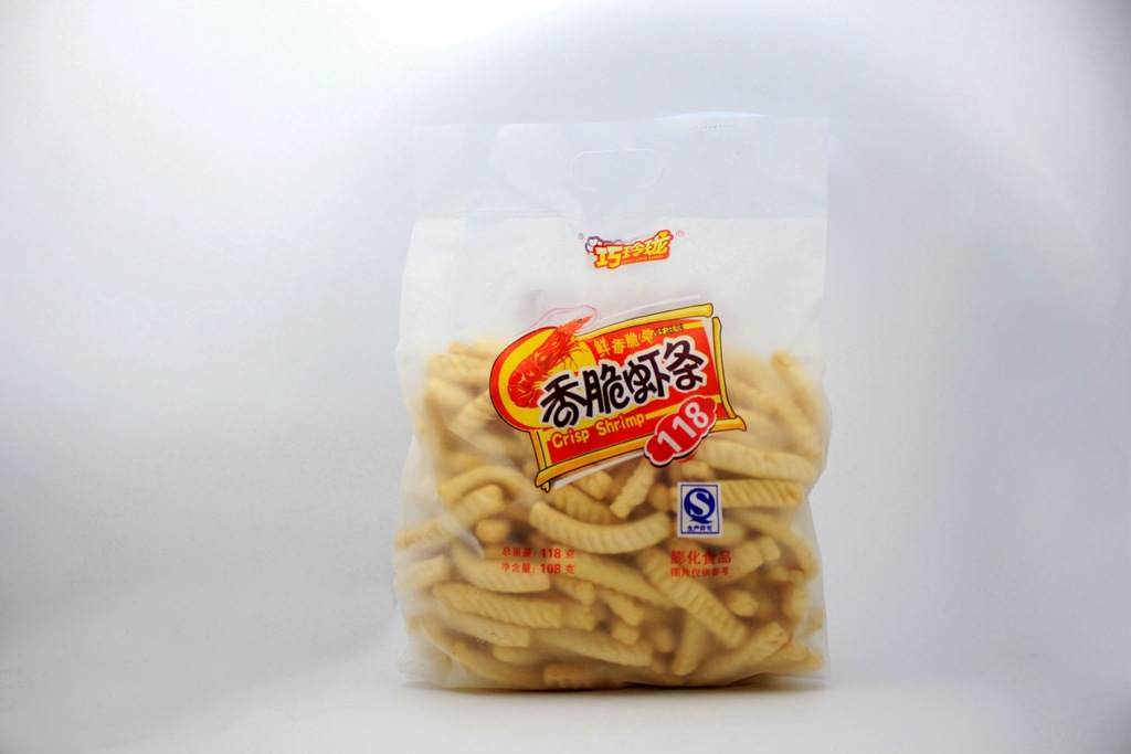 休闲零食 办公室 巧玲珑原味虾条108g/袋 香脆可口 膨化食品虾条