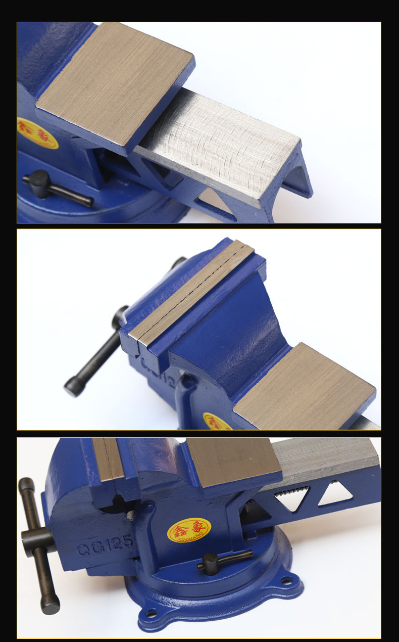 全钢重型活动360度旋转带砧台虎钳 桌虎钳