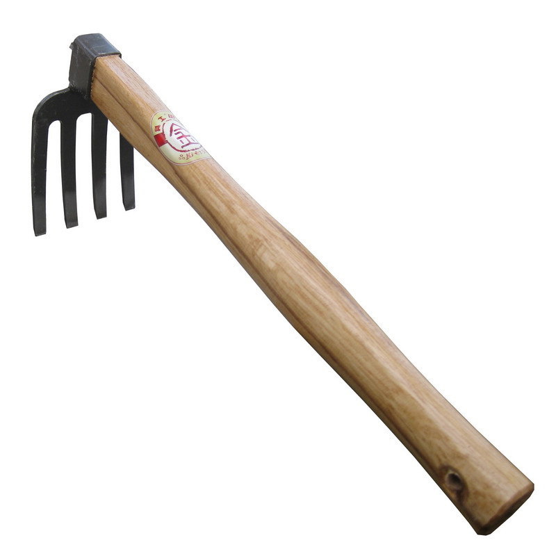 全钢小四齿耙子青冈木柄种菜工具农具开垦用结实耐用防脱设计