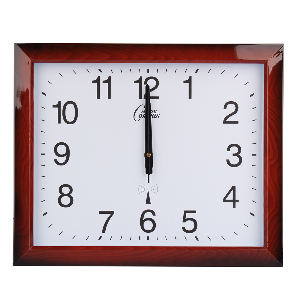 康巴丝工厂静音电波挂钟长方形大号简约钟面个性化定制会议室教室