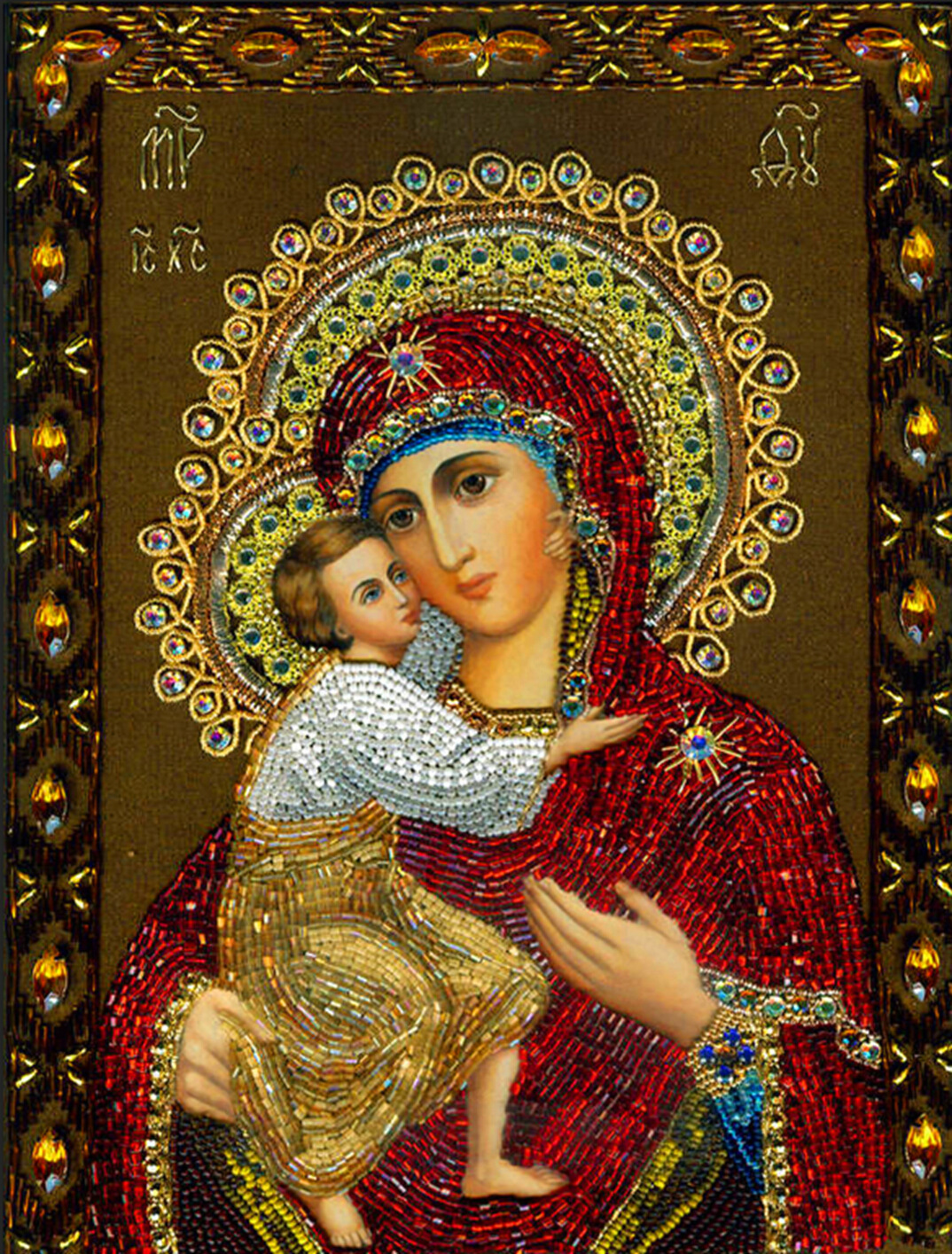 2015十字绣新款客厅 5d钻石画圣母俄罗斯风国外人物水晶圆钻 厂家