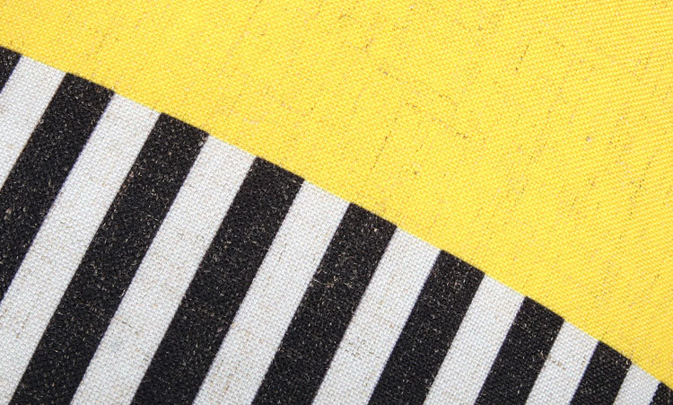 映彩现代简约黄蓝撞色条纹拼接沙发腰枕简约几何棉麻抱枕汽车腰靠