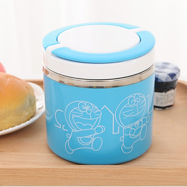 可爱卡通机器猫单层保温饭盒 汤罐不锈钢密封饭盒饭桶 学生便当盒