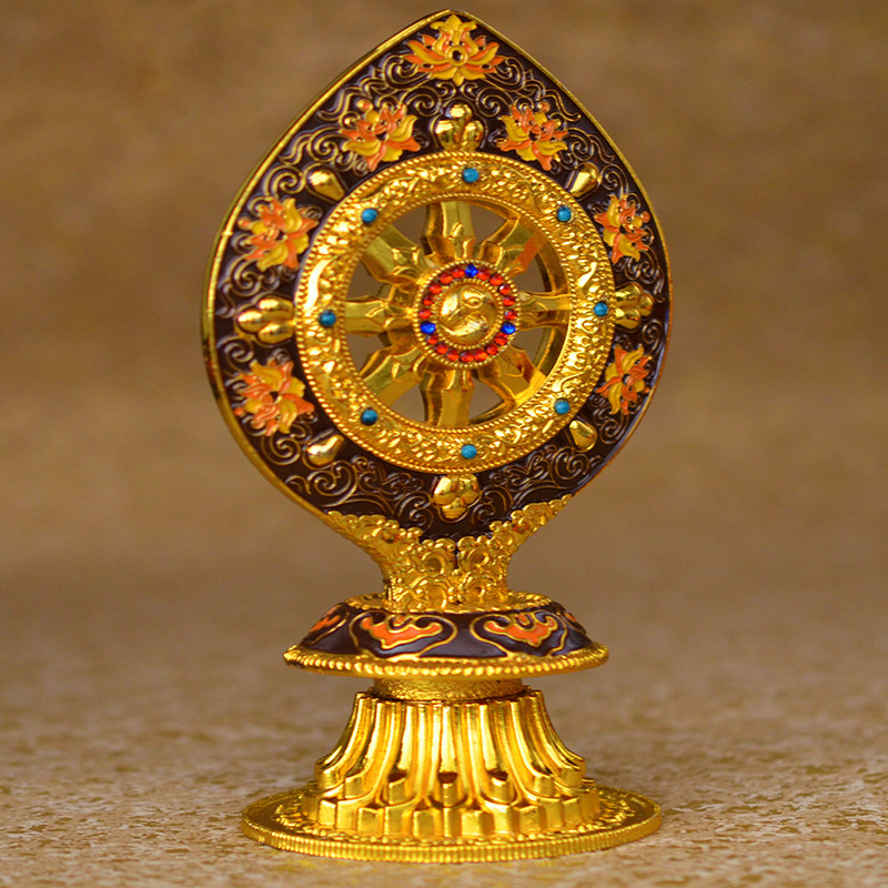 彩绘工艺 法轮宝 密宗轮王七政宝中号法轮宝摆件