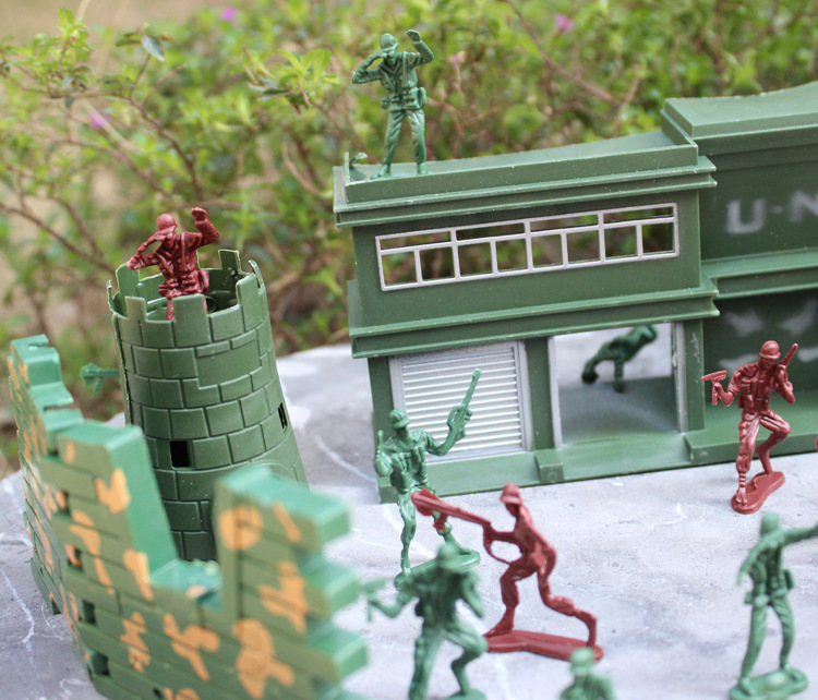 小兵人模型套装500件4cm 军事基地沙盘场景 儿童玩具一件代发