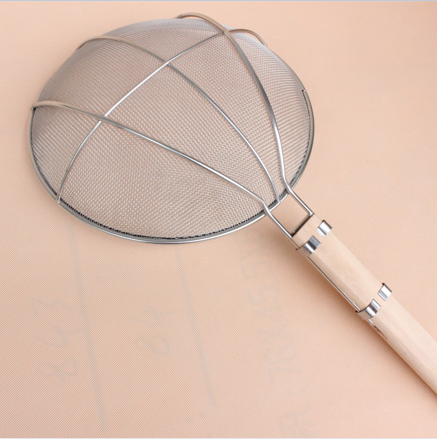 酒店用品批发永康网漏 304不锈钢漏勺网漏无磁不锈钢大木柄网漏