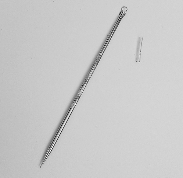 12cm美容化妆工具粉刺针电镀碳钢双头暗疮针痘痘黑头针款暗疮长针