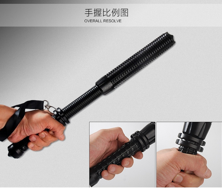 神火q5 强光手电筒 狼牙棒 伸缩变焦广角 充电防水远射.