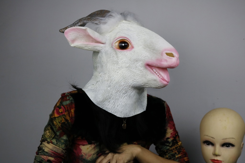 现货供应舞会演出面具 羊头套面具 动物头套面具 羊头面具