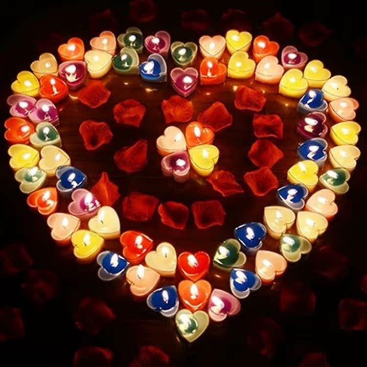 心形浪漫婚庆生日派对用品创意爱心摆图香薰无烟蜡烛气氛布置
