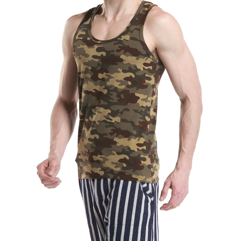 seobean希宾 男士背心 夏 时尚男士印花迷彩背心 运动户外休闲款