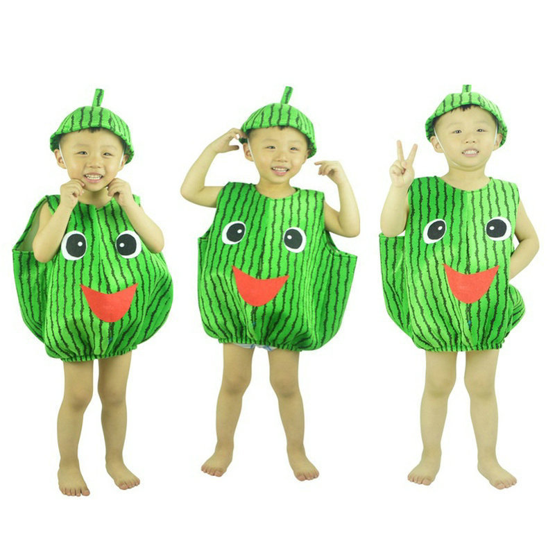 节日表演演出水果服装绿色可爱西瓜服夏日表演服儿童游戏道具服