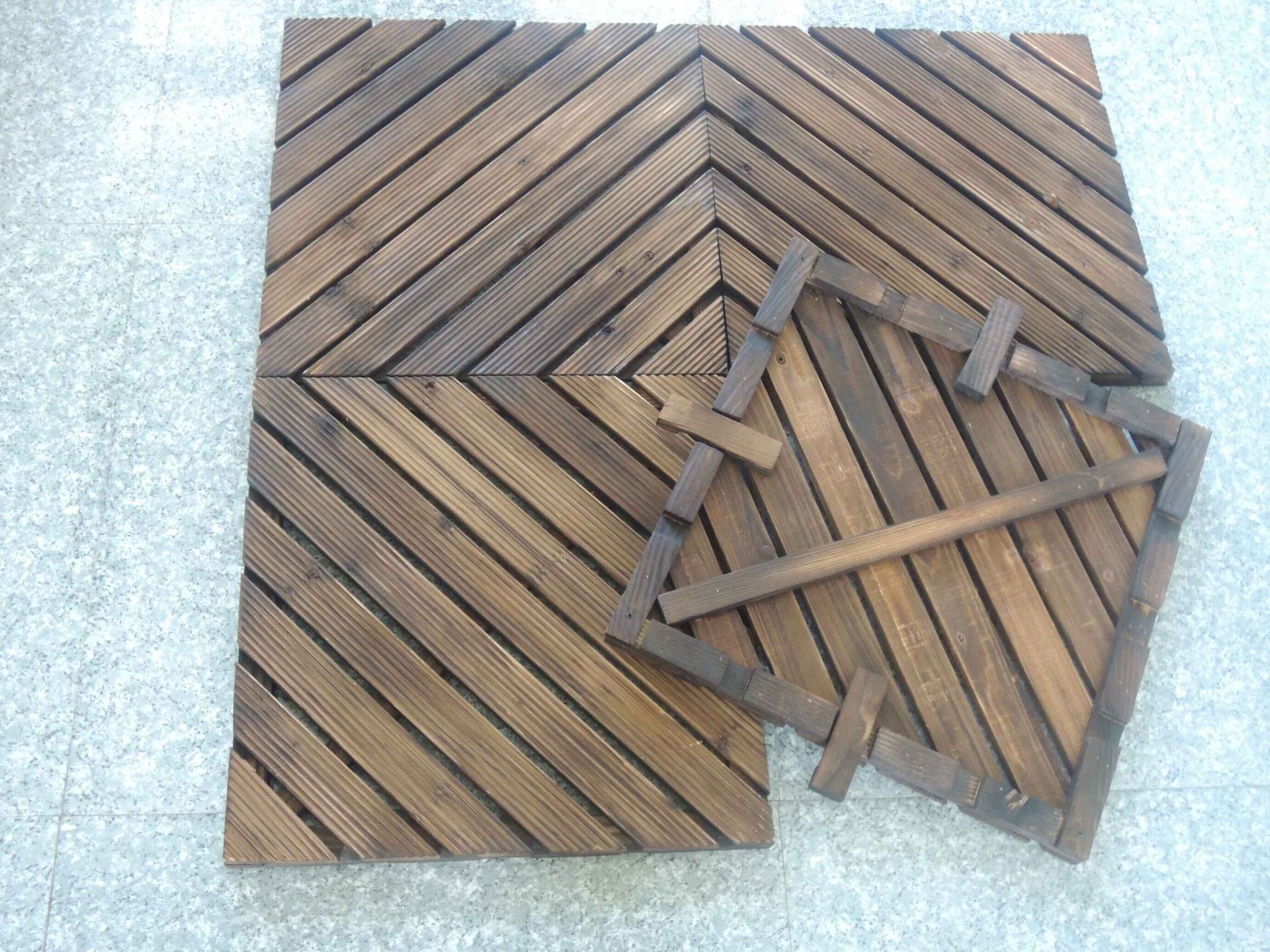 加工定制销售室外碳化防腐木斜纹地板300300mm-木材产业网