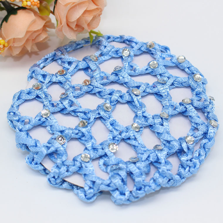 韩版发饰点钻 手工钩编发网 舞蹈演出网花 职业发带头花盘发网兜