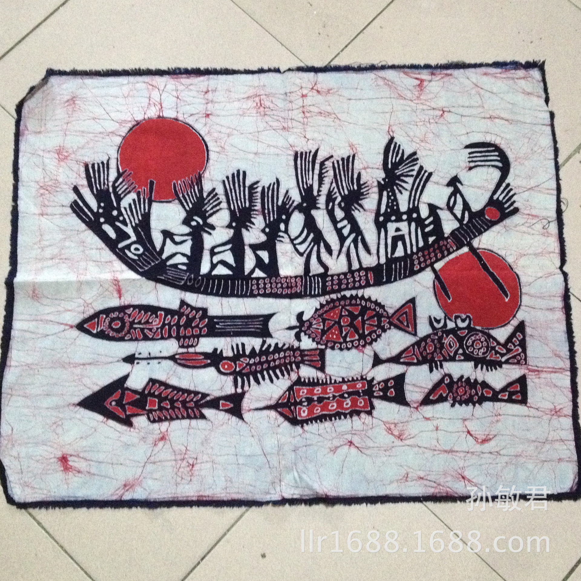 画芯手绘手染蜡染布 春耕图 酒店酒吧宾馆装民族风饰画