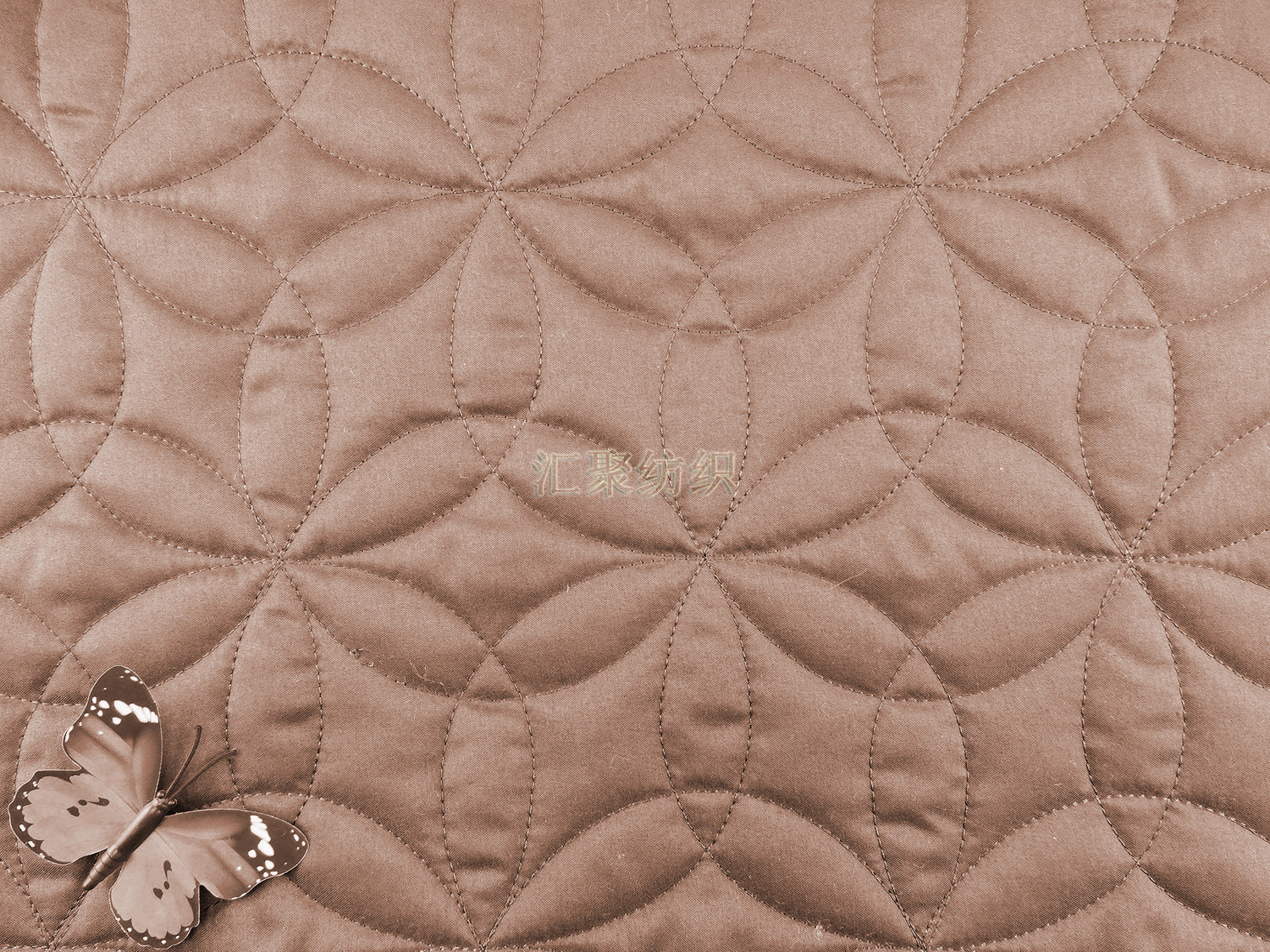 双层磨毛布圆圈绗绣花型 绗缝绗绣加工 大花型绗绣压棉面料