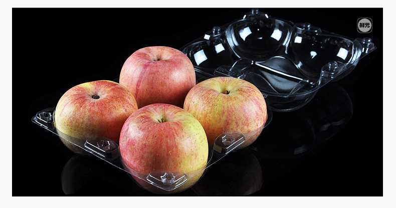 现货包邮 一次性透明塑料水果包装盒pet有盖4个小号苹果盒蜜桃盒