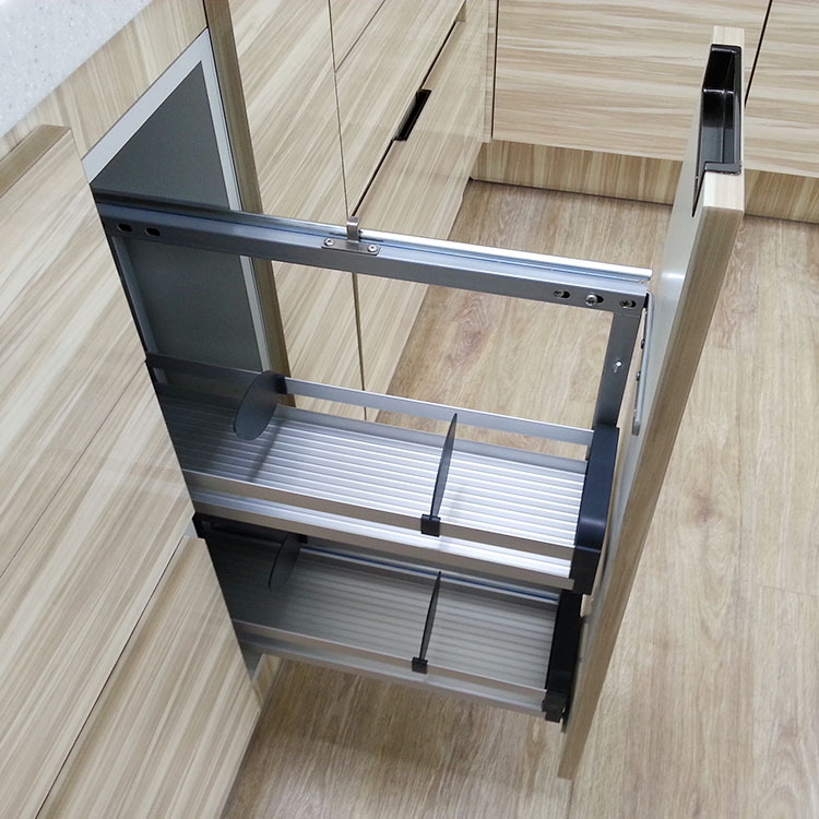 拉篮 橱柜拉篮 厨房挂件 导轨式 简单安装拉篮 铝合金两层拉篮