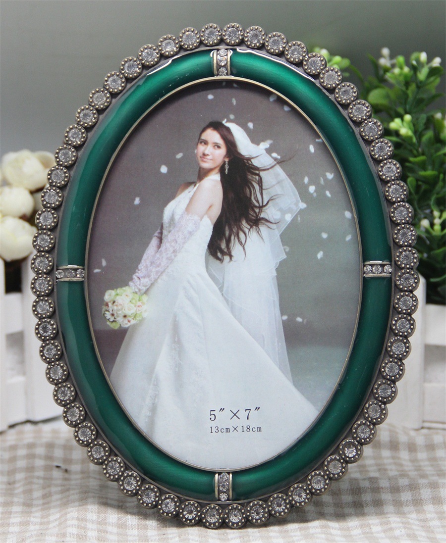 欧美创意家居婚庆用品摆台相框 钻石金属相框 钻石滴胶金属相框