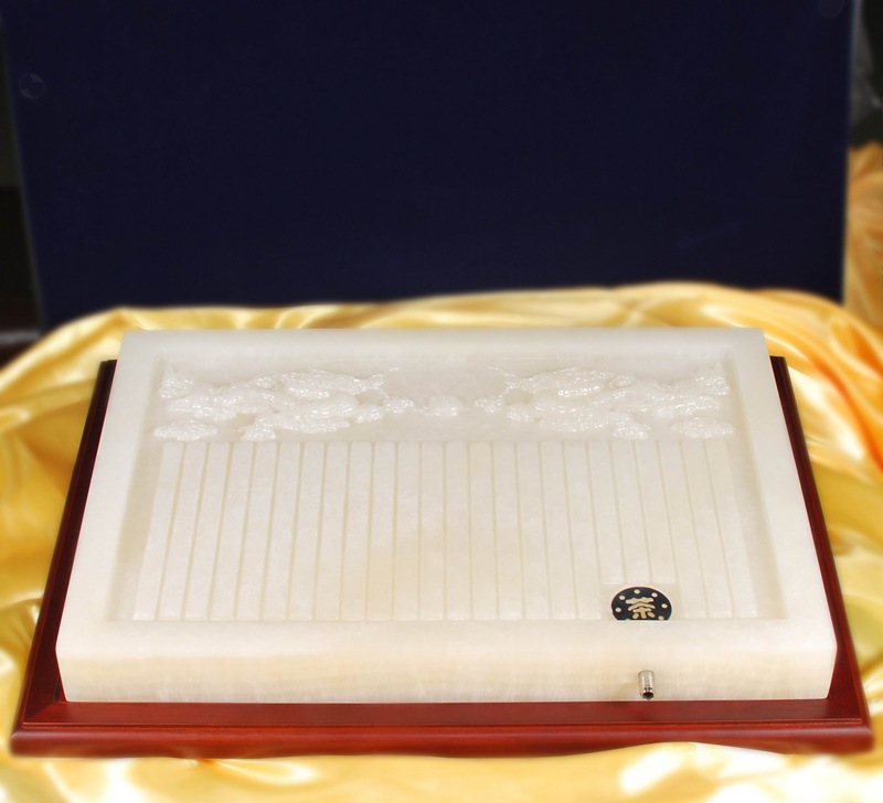天然阿富汗玉 五牛图 玉石茶盘 茶具 家居实用玉器工艺品
