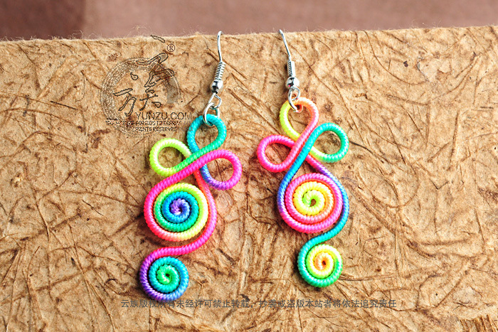 民族风耳环系列之彩线材料手工编织适合女士旅游拍照配搭云南批发